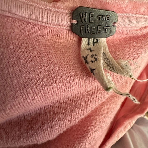 Free People We The Free Crushed Velvet oversized Dress Size XS Pink Luxe Tunic - Picture 6 of 6